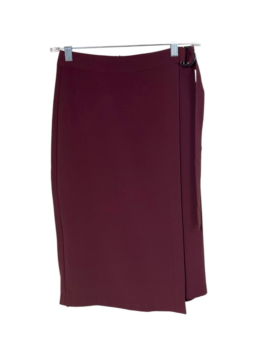 Banana Republic 00 Burgundy Faux Wrap Knee Length Lined Skirt 25” Waist